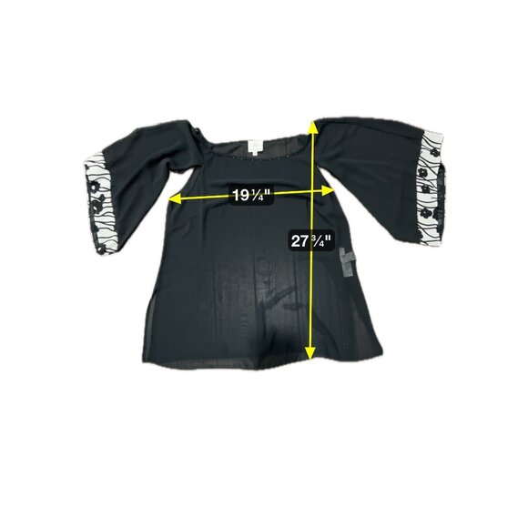 FD Rêve De Ronde Black Sheer Floral Print Top Set 3/4 Sleeves Matching Sleeveles - Picture 13 of 16